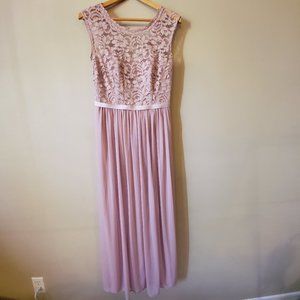 David's Bridal, Maxi Dress: Dusty Rose, lace and sheer  HEMMED